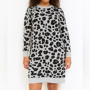 LOFT Gray and Cream Knit Sweater